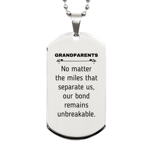 Grandparents Long Distance Relationship Gifts, No matter the miles that separate us, Cute Love Silver Dog Tag For Grandparents, Birthday Christmas Unique Gifts For Grandparents - Mallard Moon Gift Shop
