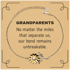 Grandparents Long Distance Relationship Gifts, No matter the miles that separate us, Cute Love Sunflower Bracelet For Grandparents, Birthday Christmas Unique Gifts For Grandparents