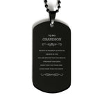 Grandson Engraved Black Dog Tag, Motivational Heartfelt Birthday, Christmas Holiday Gifts For Grandson, You are Braver than you Believe, Loved More than you Know