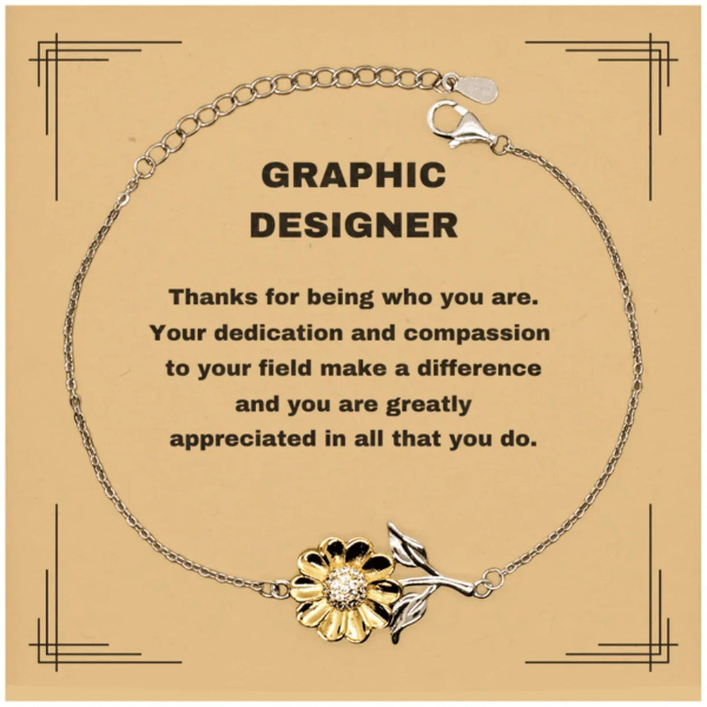 Graphic Designer Sunflower Bracelet - Thanks for being who you are - Birthday Christmas Jewelry Gifts Coworkers Colleague Boss
