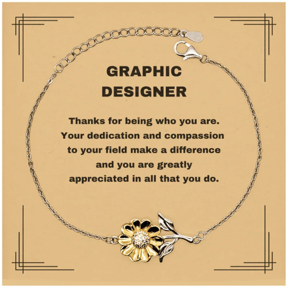 Graphic Designer Sunflower Bracelet - Thanks for being who you are - Birthday Christmas Jewelry Gifts Coworkers Colleague Boss