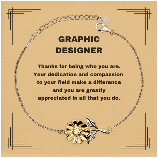 Graphic Designer Sunflower Bracelet - Thanks for being who you are - Birthday Christmas Jewelry Gifts Coworkers Colleague Boss - Mallard Moon Gift Shop