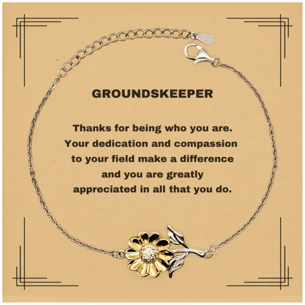 Groundskeeper Sunflower Bracelet - Thanks for being who you are - Birthday Christmas Jewelry Gifts Coworkers Colleague Boss