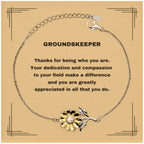 Groundskeeper Sunflower Bracelet - Thanks for being who you are - Birthday Christmas Jewelry Gifts Coworkers Colleague Boss