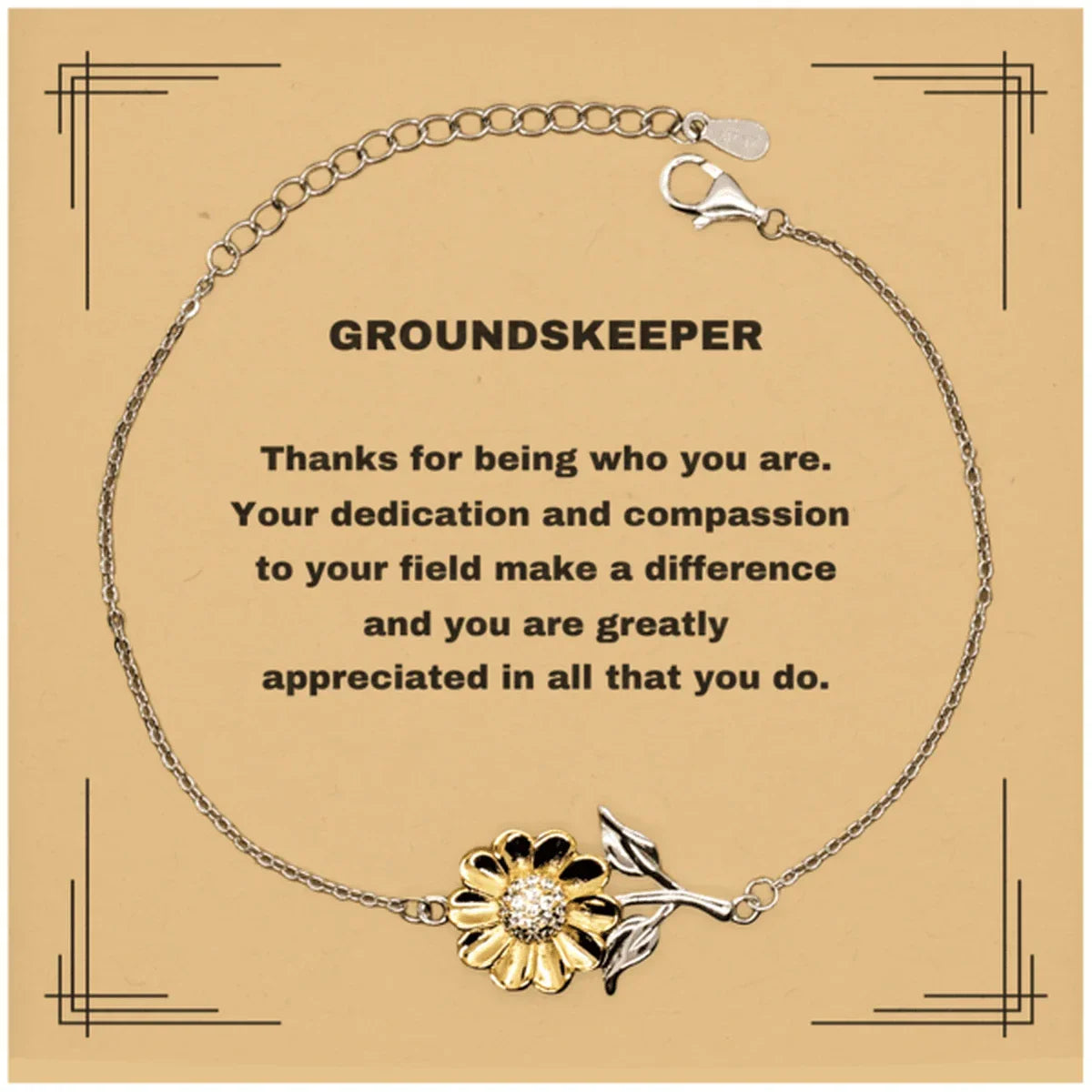 Groundskeeper Sunflower Bracelet - Thanks for being who you are - Birthday Christmas Jewelry Gifts Coworkers Colleague Boss