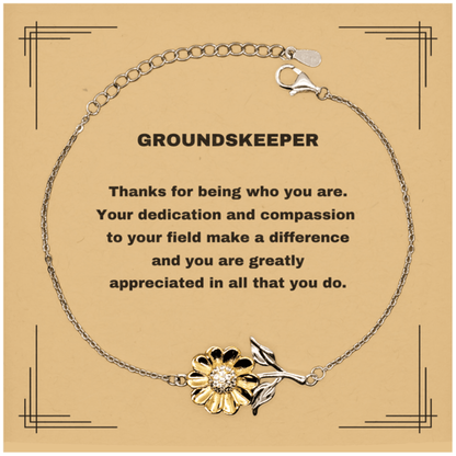 Groundskeeper Sunflower Bracelet - Thanks for being who you are - Birthday Christmas Jewelry Gifts Coworkers Colleague Boss - Mallard Moon Gift Shop