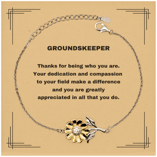 Groundskeeper Sunflower Bracelet - Thanks for being who you are - Birthday Christmas Jewelry Gifts Coworkers Colleague Boss - Mallard Moon Gift Shop