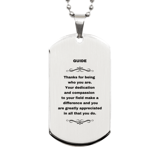 Guide Silver Dog Tag Necklace Engraved Bracelet - Thanks for being who you are - Birthday Christmas Jewelry Gifts Coworkers Colleague Boss - Mallard Moon Gift Shop
