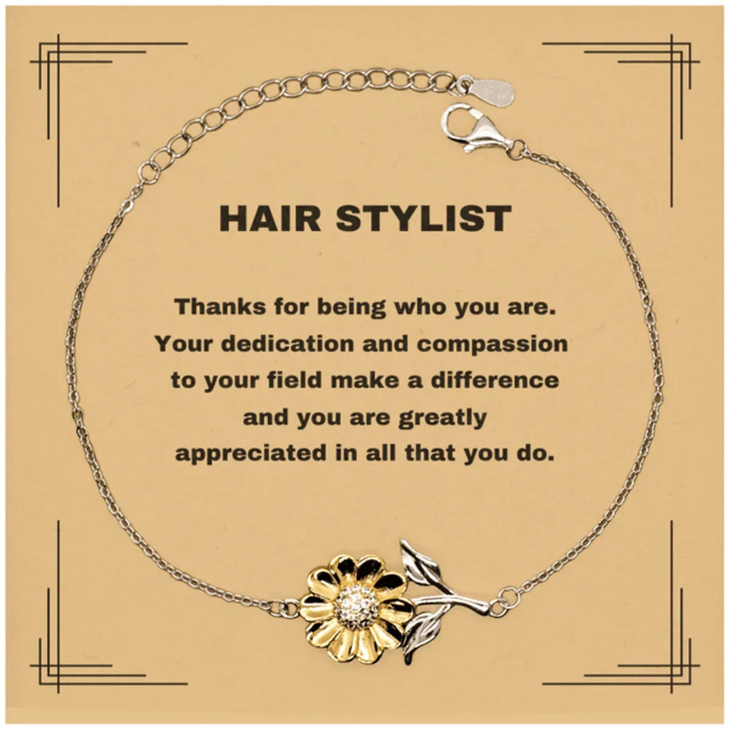 Hair Stylist Sunflower Bracelet - Thanks for being who you are - Birthday Christmas Jewelry Gifts Coworkers Colleague Boss