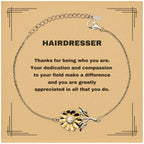Hairdresser Sunflower Bracelet - Thanks for being who you are - Birthday Christmas Jewelry Gifts Coworkers Colleague Boss