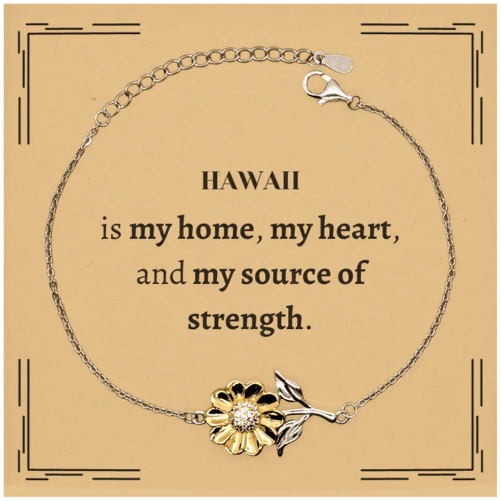 Hawaii is my home Gifts, Lovely Hawaii Birthday Christmas Sunflower Bracelet For People from Hawaii, Men, Women, Friends