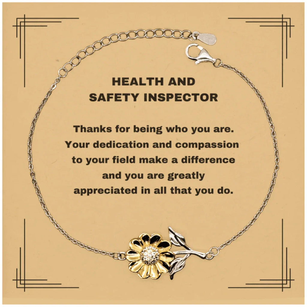 Health and Safety Inspector Sunflower Bracelet - Thanks for being who you are - Birthday Christmas Jewelry Gifts Coworkers Colleague Boss