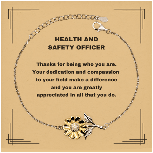 Health and Safety Officer Sunflower Bracelet - Thanks for being who you are - Birthday Christmas Jewelry Gifts Coworkers Colleague Boss - Mallard Moon Gift Shop