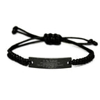 Heartfelt Soulmate Engraved Black Leather Rope Bracelet - Life is Learning to Dance in the Rain - Birthday, Christmas Holiday Gifts