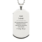 Heartfelt Soulmate Engraved Silver Dog Tag Necklace - Life is Learning to Dance in the Rain - Birthday, Christmas Holiday Gifts