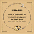 Historian Sunflower Bracelet - Thanks for being who you are - Birthday Christmas Jewelry Gifts Coworkers Colleague Boss