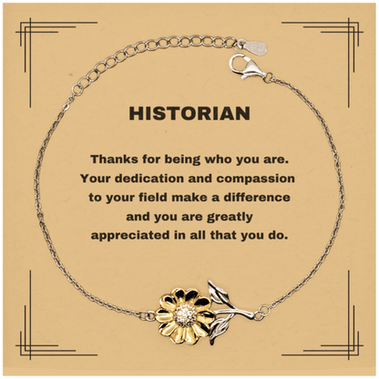 Historian Sunflower Bracelet - Thanks for being who you are - Birthday Christmas Jewelry Gifts Coworkers Colleague Boss - Mallard Moon Gift Shop
