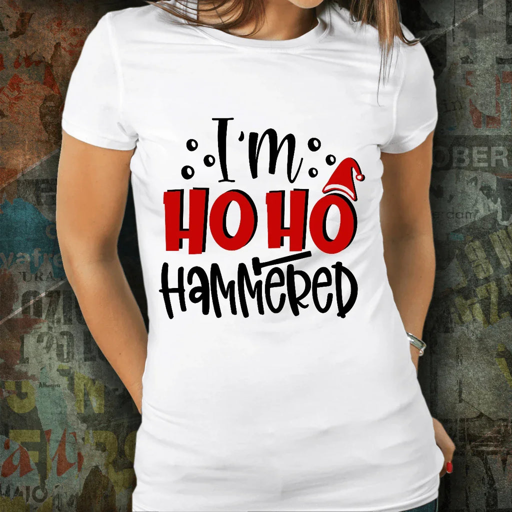 Funny Holiday Tee Shirt -I'm Ho Ho Hammered