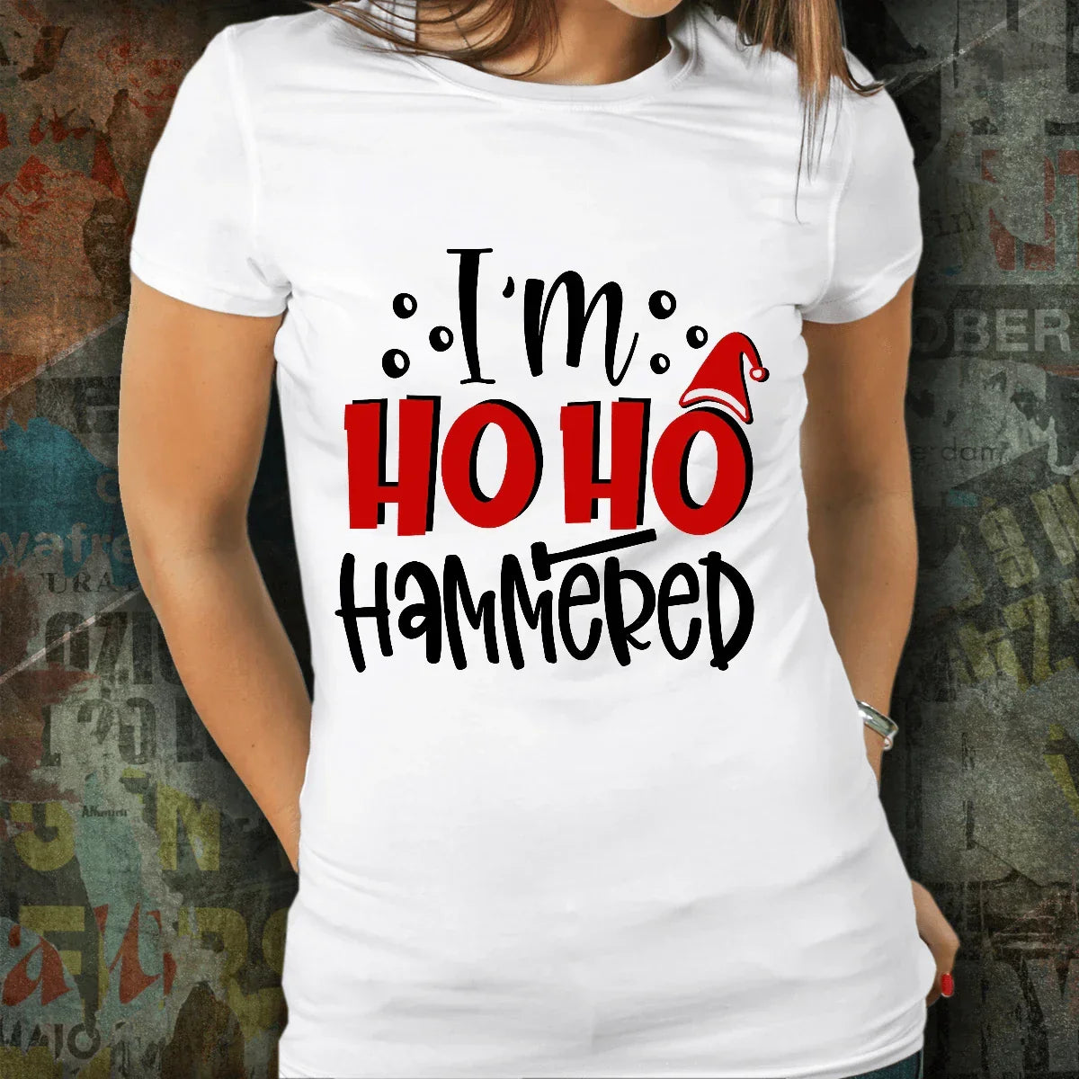 Funny Holiday Tee Shirt -I'm Ho Ho Hammered