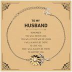Husband Gifts, To My Husband Remember, you will never lose. You will either WIN or LEARN, Keepsake Sunflower Bracelet For Husband Card, Birthday Christmas Gifts Ideas For Husband X-mas Gifts