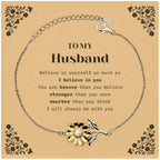 Husband Sunflower Bracelet Gifts, To My Husband You are braver than you believe, stronger than you seem, Inspirational Gifts For Husband Card, Birthday, Christmas Gifts For Husband Men Women