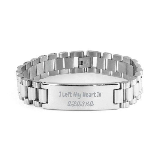 I Left My Heart In Alaska Gifts, Meaningful Alaska State for Friends, Men, Women. Ladder Stainless Steel Bracelet for Alaska People - Mallard Moon Gift Shop