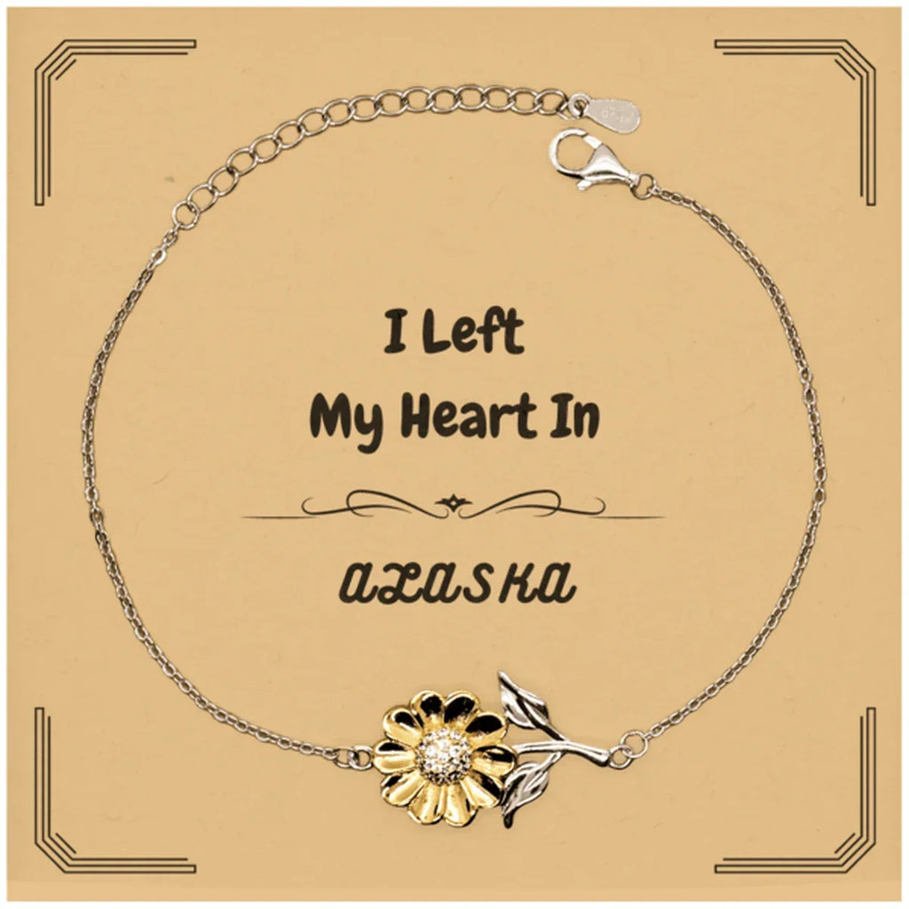 I Left My Heart In Alaska Gifts, Meaningful Alaska State for Friends, Men, Women. Sunflower Bracelet for Alaska People