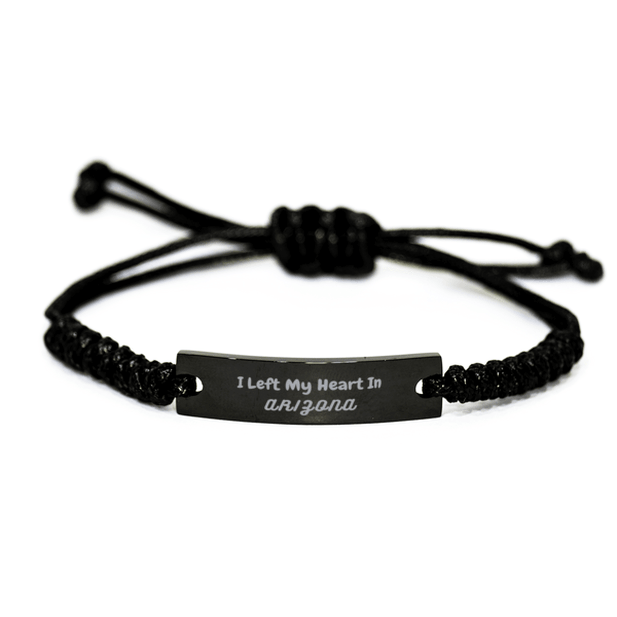 I Left My Heart In Arizona Gifts, Meaningful Arizona State for Friends, Men, Women. Black Rope Bracelet for Arizona People - Mallard Moon Gift Shop
