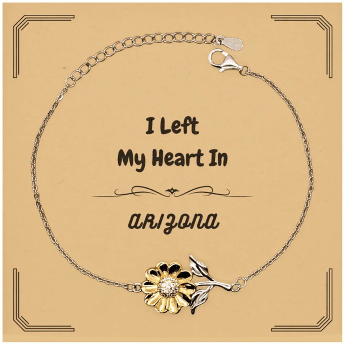 I Left My Heart In Arizona Gifts, Meaningful Arizona State for Friends, Men, Women. Sunflower Bracelet for Arizona People