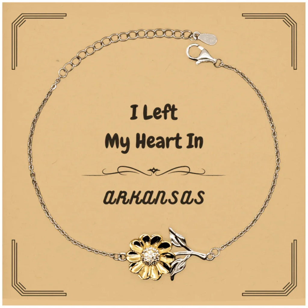 I Left My Heart In Arkansas Gifts, Meaningful Arkansas State for Friends, Men, Women. Sunflower Bracelet for Arkansas People