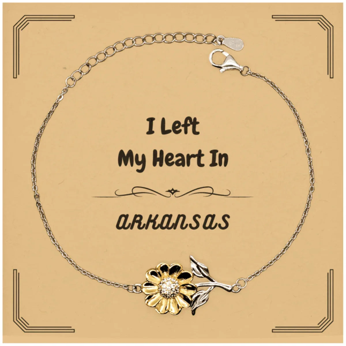I Left My Heart In Arkansas Gifts, Meaningful Arkansas State for Friends, Men, Women. Sunflower Bracelet for Arkansas People