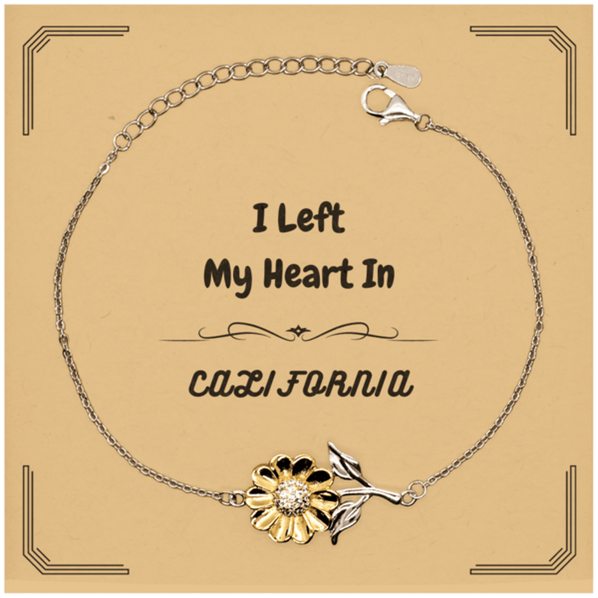 I Left My Heart In California Gifts, Meaningful California State for Friends, Men, Women. Sunflower Bracelet for California People - Mallard Moon Gift Shop