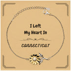 I Left My Heart In Connecticut Gifts, Meaningful Connecticut State for Friends, Men, Women. Sunflower Bracelet for Connecticut People