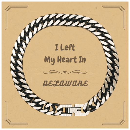 I Left My Heart In Delaware Gifts, Meaningful Delaware State for Friends, Men, Women. Cuban Link Chain Bracelet for Delaware People - Mallard Moon Gift Shop
