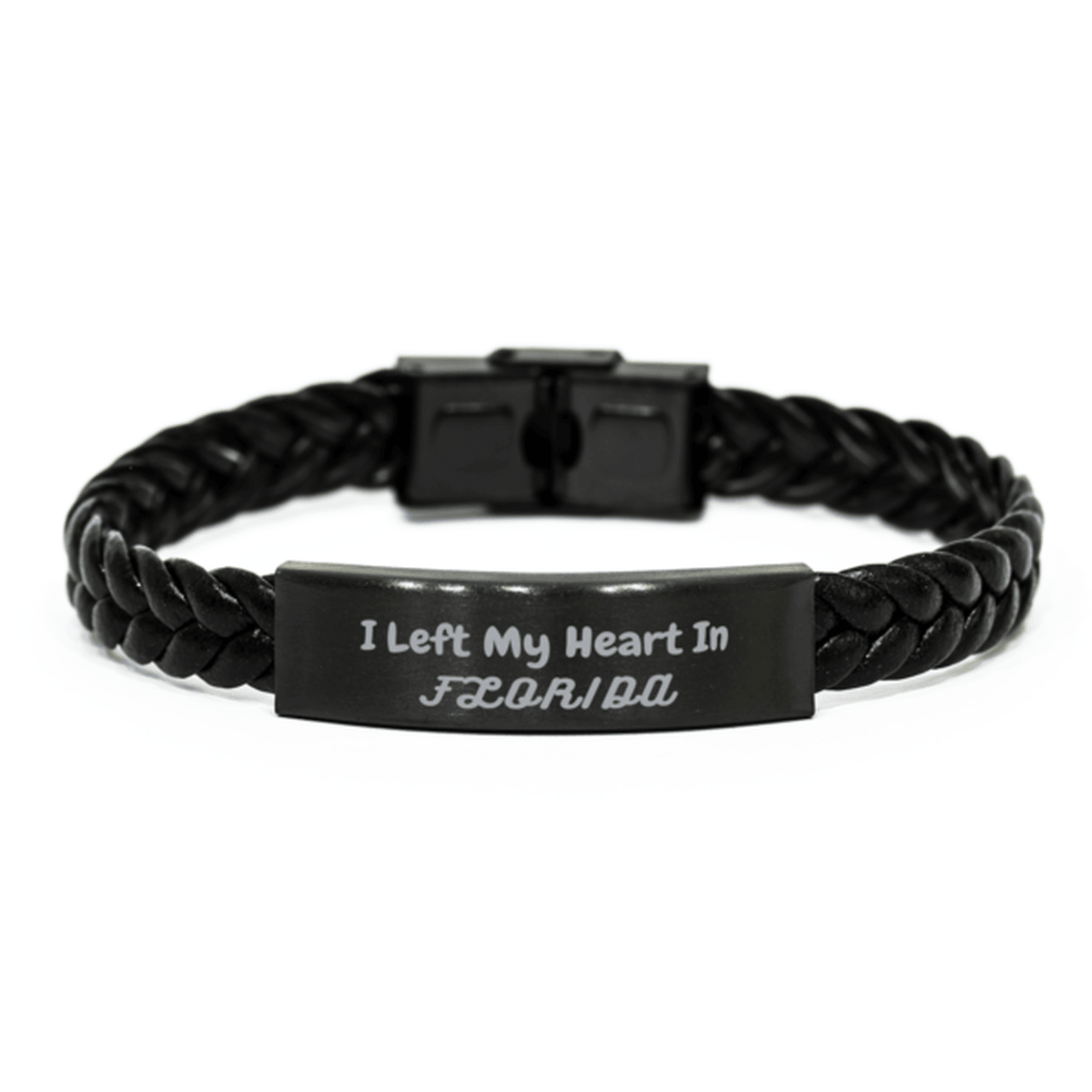 I Left My Heart In Florida Gifts, Meaningful Florida State for Friends, Men, Women. Braided Leather Bracelet for Florida People - Mallard Moon Gift Shop