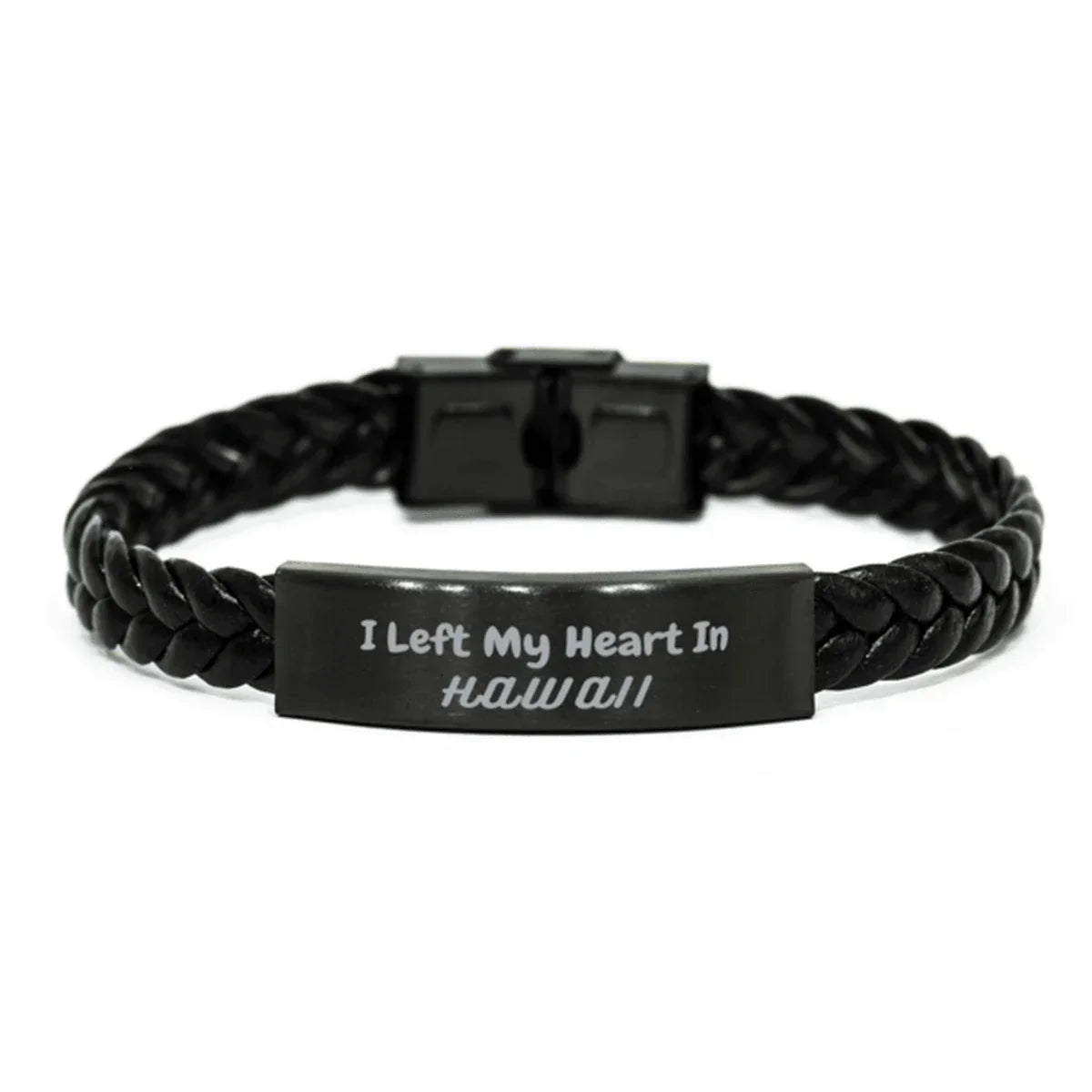 I Left My Heart In Hawaii Gifts, Meaningful Hawaii State for Friends, Men, Women. Braided Leather Bracelet for Hawaii People