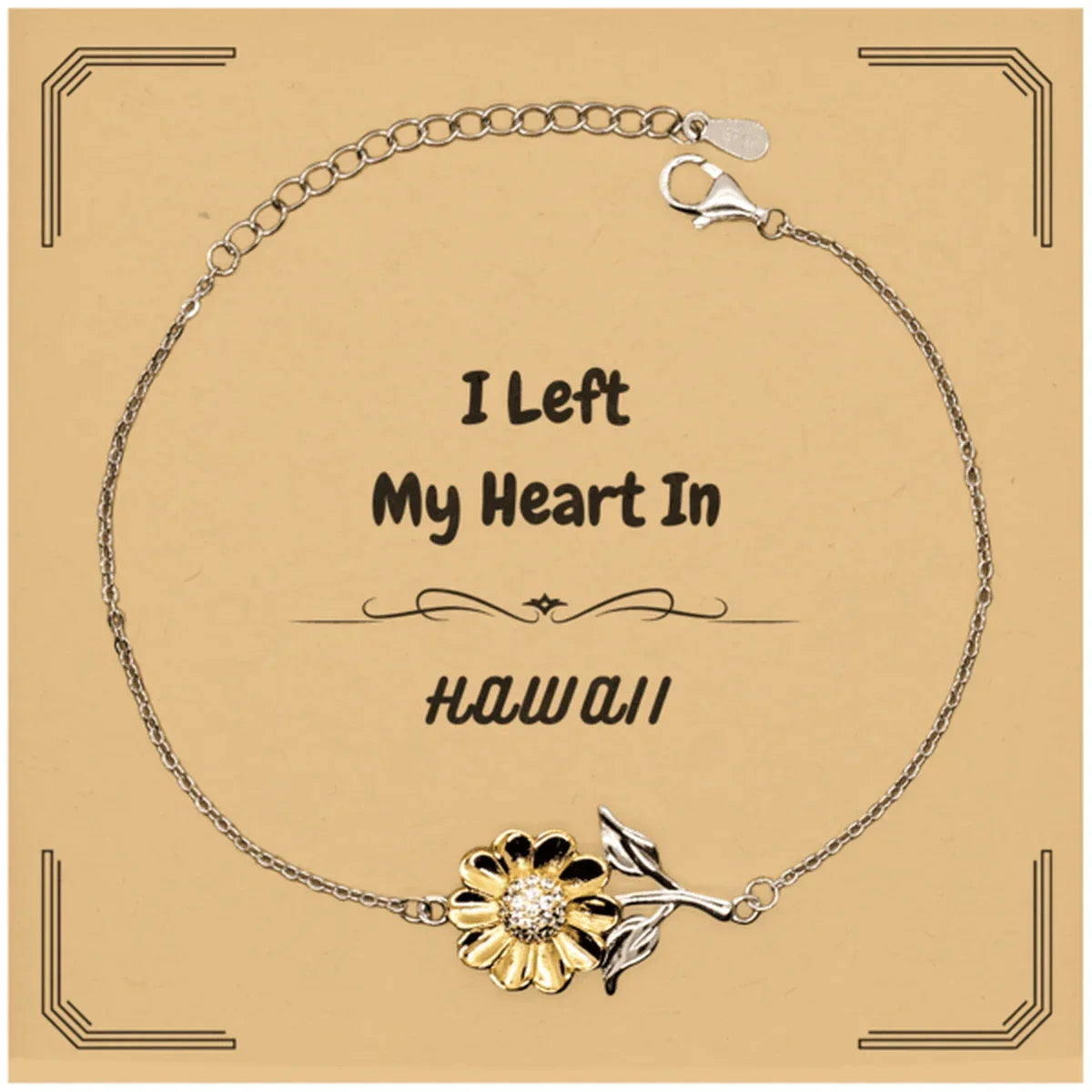 I Left My Heart In Hawaii Gifts, Meaningful Hawaii State for Friends, Men, Women. Sunflower Bracelet for Hawaii People