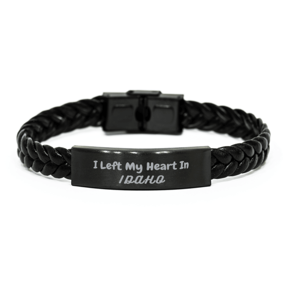 I Left My Heart In Idaho Gifts, Meaningful Idaho State for Friends, Men, Women. Braided Leather Bracelet for Idaho People - Mallard Moon Gift Shop