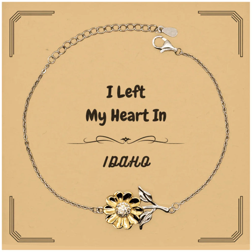 I Left My Heart In Idaho Gifts, Meaningful Idaho State for Friends, Men, Women. Sunflower Bracelet for Idaho People