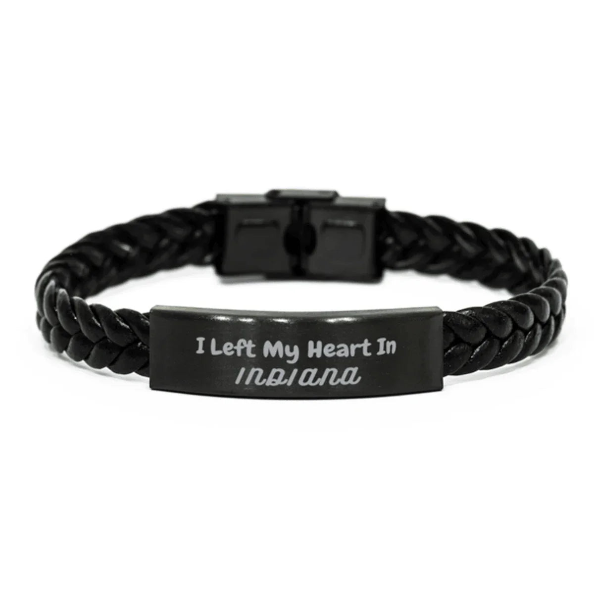 I Left My Heart In Indiana Braided Leather Bracelet
