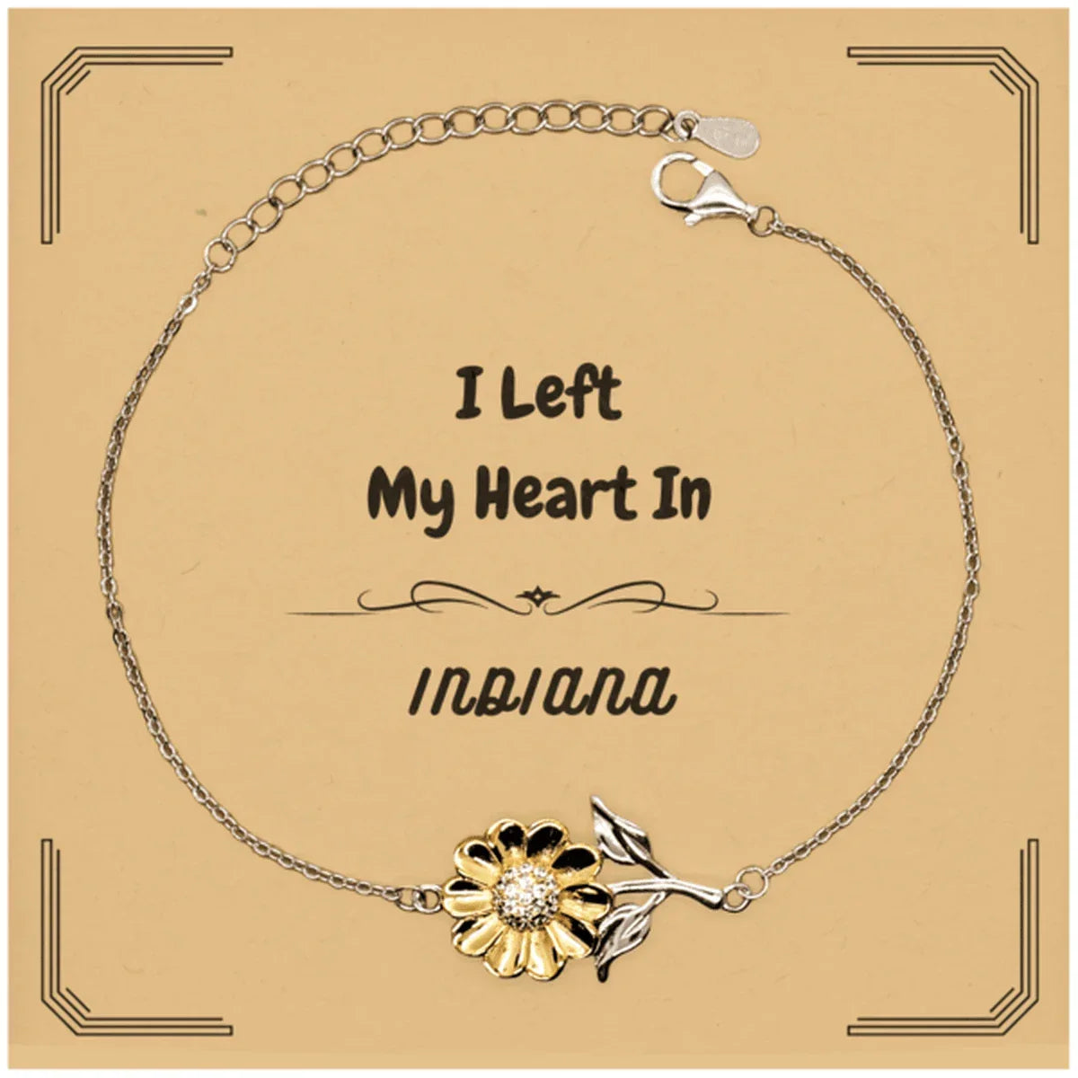 I Left My Heart In Indiana Gifts, Meaningful Indiana State for Friends, Men, Women. Sunflower Bracelet for Indiana People