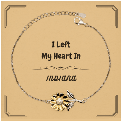 I Left My Heart In Indiana Gifts, Meaningful Indiana State for Friends, Men, Women. Sunflower Bracelet for Indiana People - Mallard Moon Gift Shop