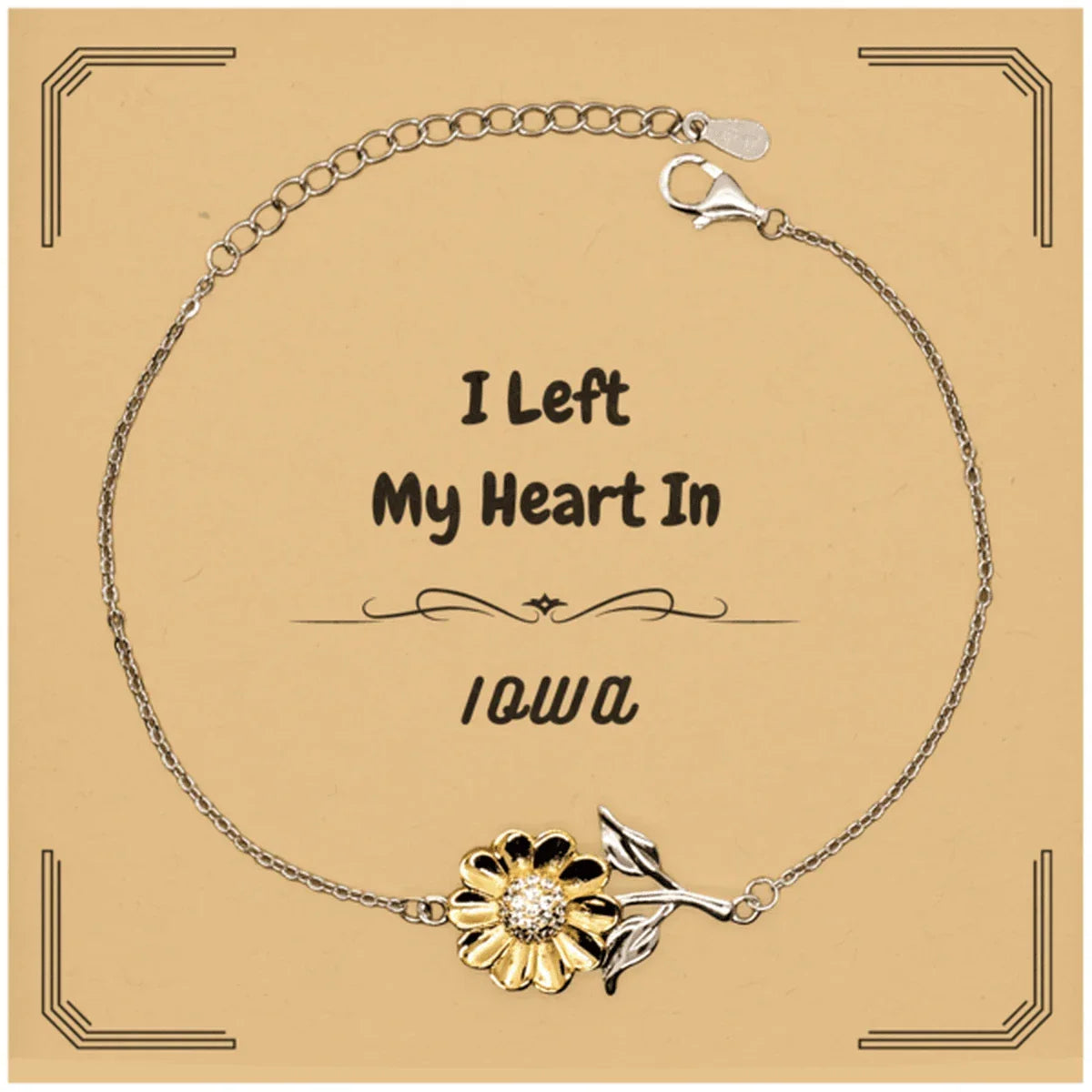 I Left My Heart In Iowa Gifts, Meaningful Iowa State for Friends, Men, Women. Sunflower Bracelet for Iowa People