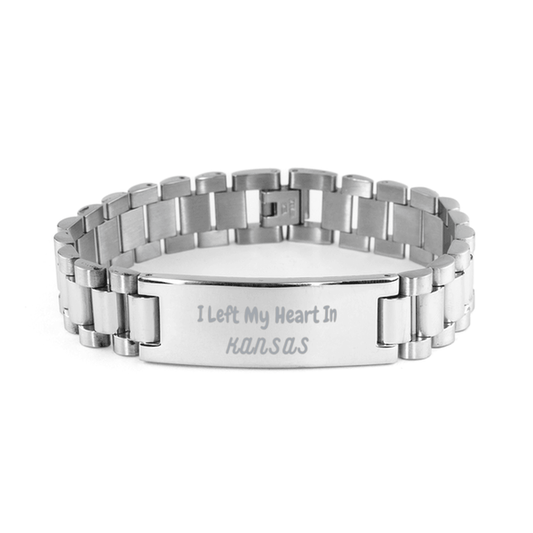 I Left My Heart In Kansas Gifts, Meaningful Kansas State for Friends, Men, Women. Ladder Stainless Steel Bracelet for Kansas People - Mallard Moon Gift Shop
