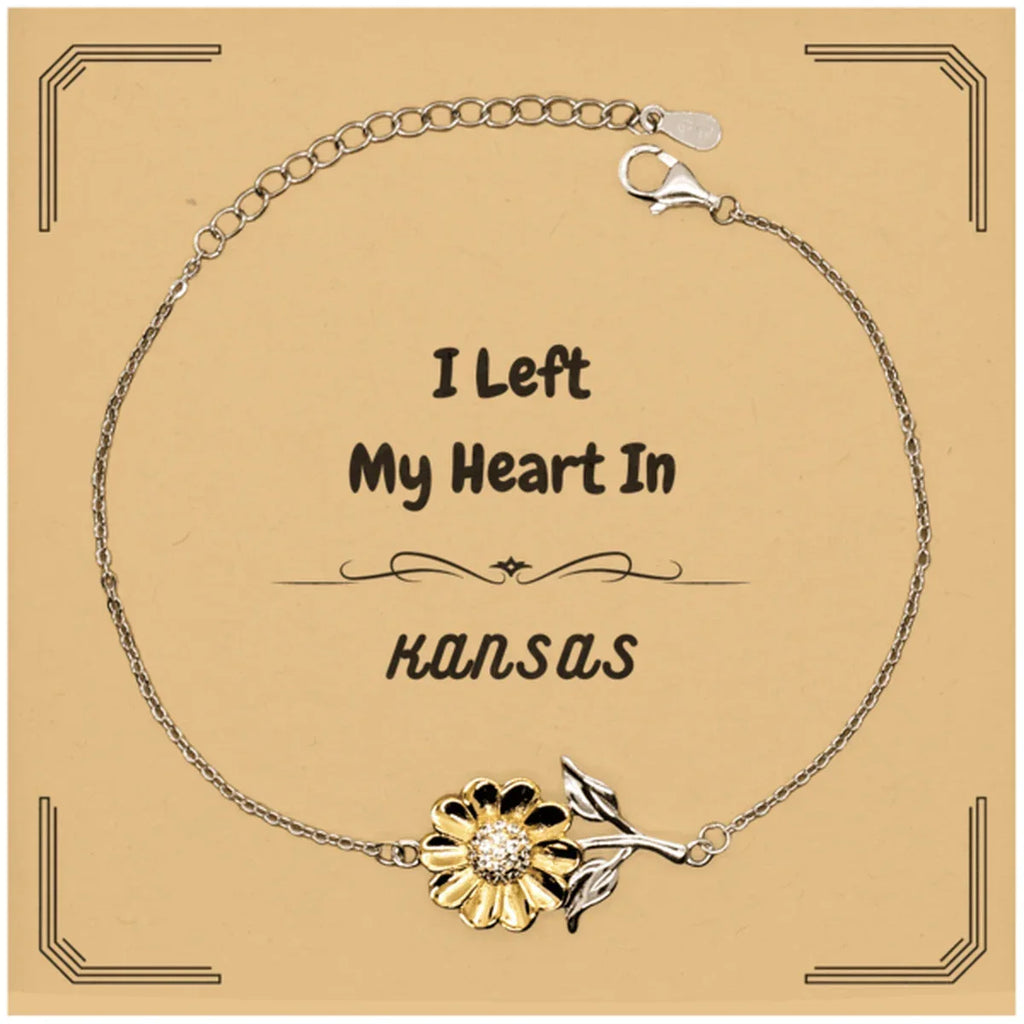 I Left My Heart In Kansas Gifts, Meaningful Kansas State for Friends, Men, Women. Sunflower Bracelet for Kansas People