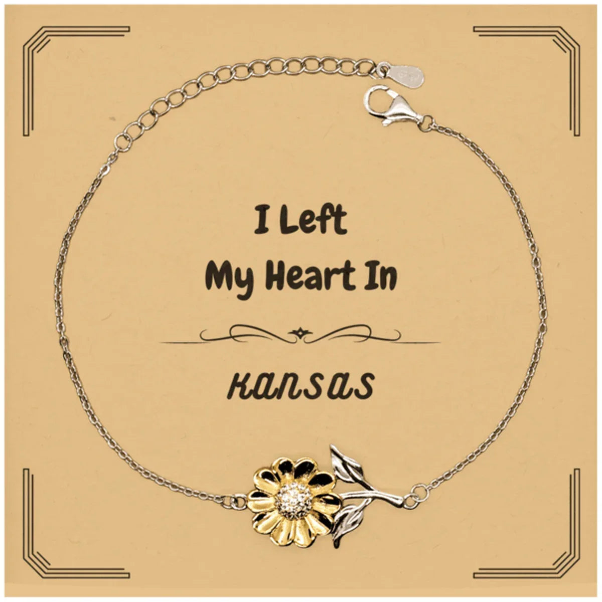 I Left My Heart In Kansas Gifts, Meaningful Kansas State for Friends, Men, Women. Sunflower Bracelet for Kansas People