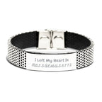I Left My Heart In Massachusetts Gifts, Meaningful Massachusetts State for Friends, Men, Women. Stainless Steel Bracelet for Massachusetts People