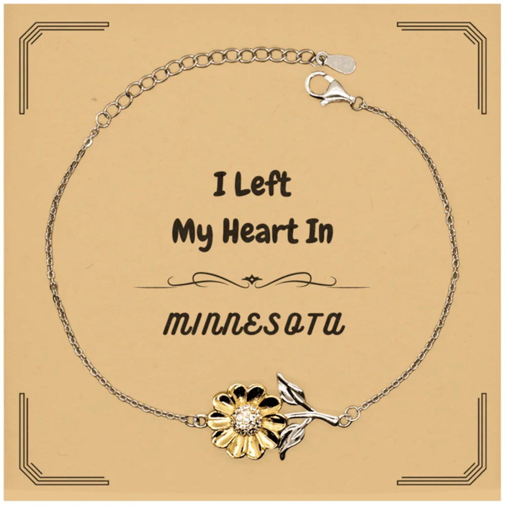 I Left My Heart In Minnesota Gifts, Meaningful Minnesota State for Friends, Men, Women. Sunflower Bracelet for Minnesota People