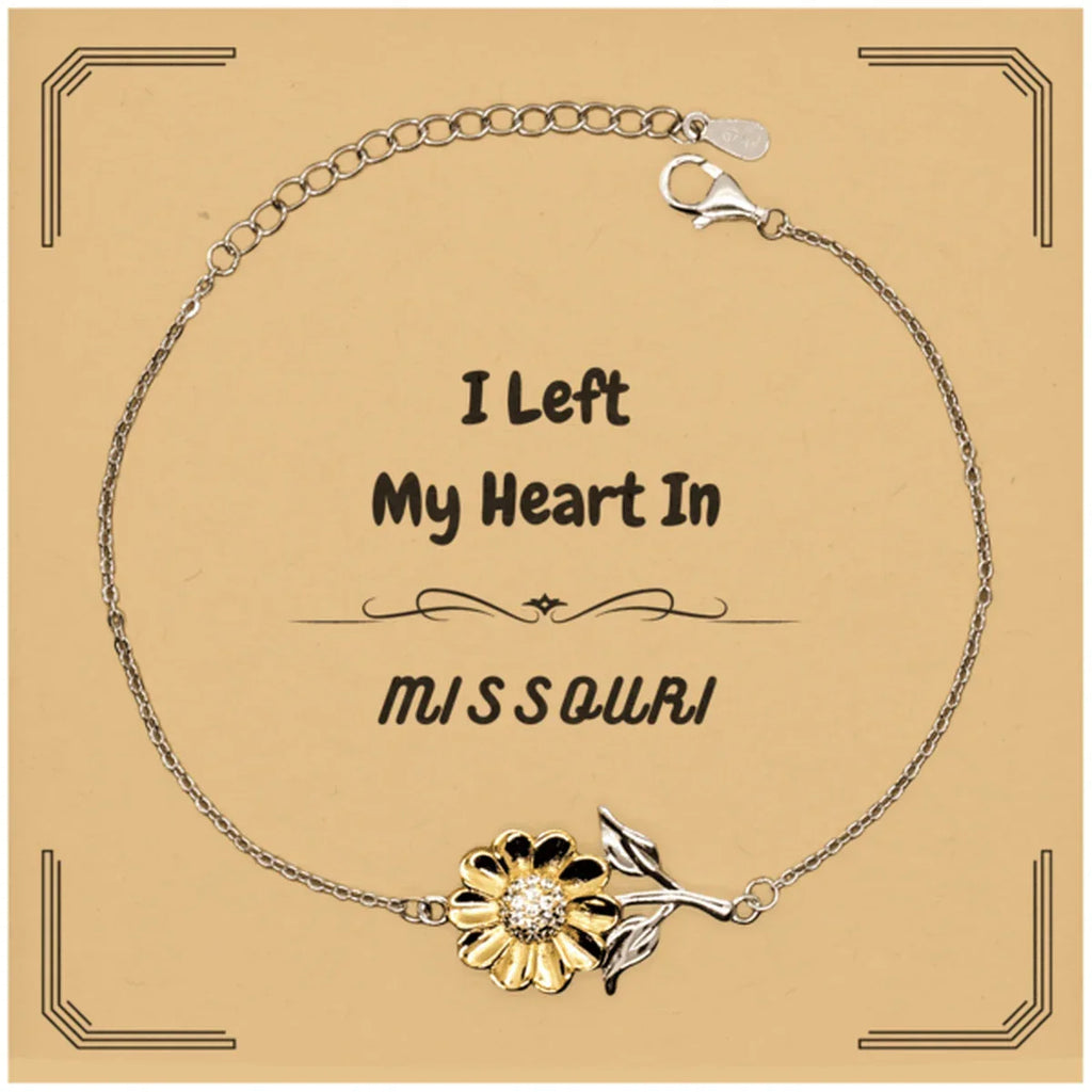 I Left My Heart In Missouri Gifts, Meaningful Missouri State for Friends, Men, Women. Sunflower Bracelet for Missouri People