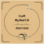 I Left My Heart In Montana Gifts, Meaningful Montana State for Friends, Men, Women. Sunflower Bracelet for Montana People